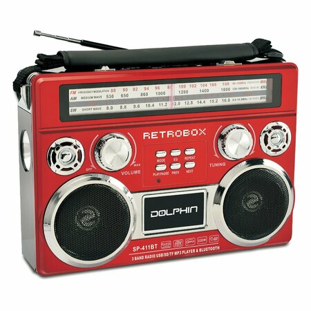 DOLPHIN AUDIO RETROBOX Portable Mini Bluetooth Speaker Red SP-411BT - RED